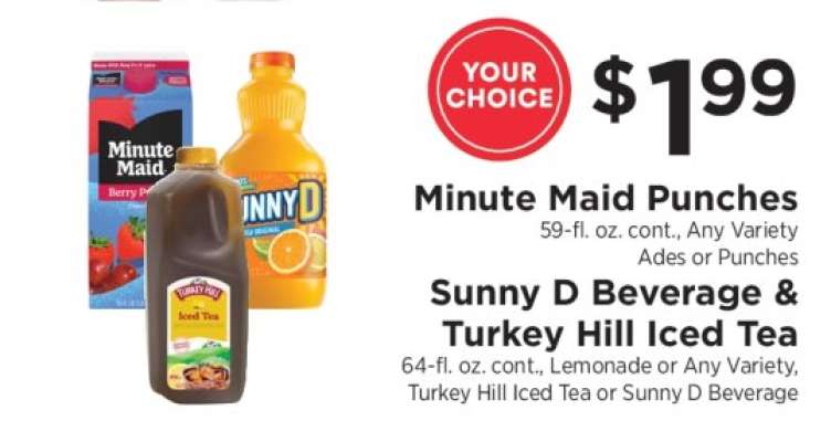 Minute Maid Punches, Sunny D Beverage & Turkey Hill Iced Tea