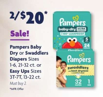 Pampers Baby-Dry or Swaddlers Diapers
