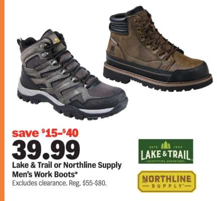 Lake & Trail or Northline Supply Men's Work Boots