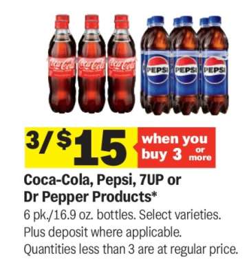 Coca-Cola, Pepsi, 7UP or Dr Pepper Products*