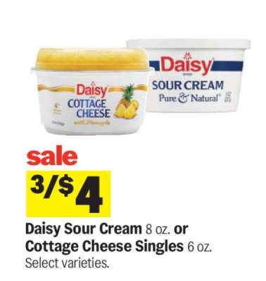 Daisy Sour Cream or Cottage Cheese Singles