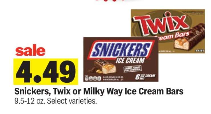 Snickers, Twix or Milky Way Ice Cream Bars