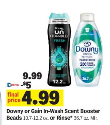 Downy or Gain In-Wash Scent Booster Beads or Rinse