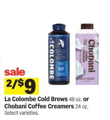 La Colombe Cold Brews or Chobani Coffee Creamers