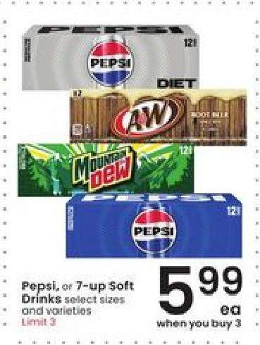 Pepsi, or 7-up Soft Drinks