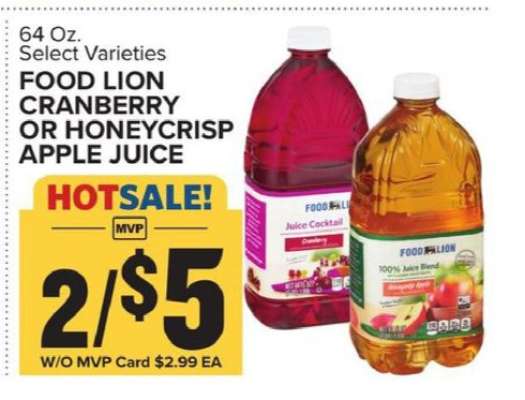 Food Lion Cranberry or Honeycrisp Apple Juice