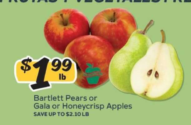 Bartlett Pears or Gala or Honeycrisp Apples