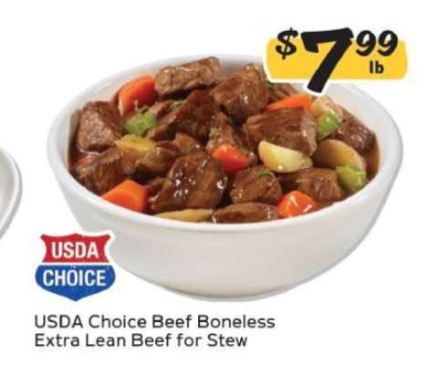 USDA Choice Beef Boneless Extra Lean Beef for Stew