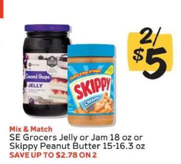 SE Grocers Jelly or Jam / Skippy Peanut Butter