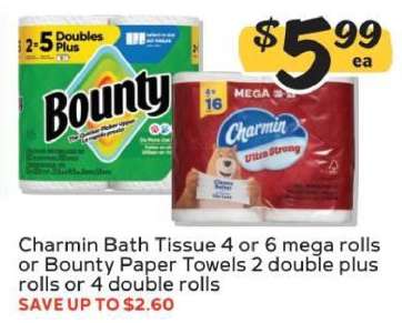Charmin Bath Tissue or Bounty Paper Towels
