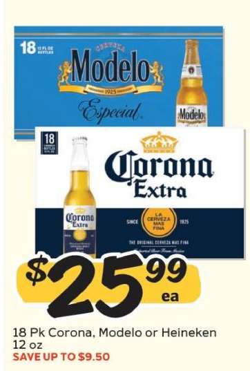 18 Pk Corona, Modelo or Heineken