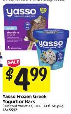 Yasso Frozen Greek Yogurt or Bars