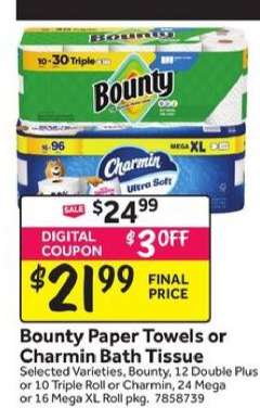 Bounty Paper Towels or Charmin Bath Tissue