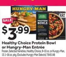Healthy Choice Protein Bowl or Hungry-Man Entrée