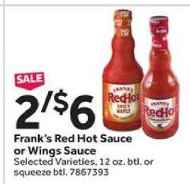 Frank's Red Hot Sauce or Wings Sauce