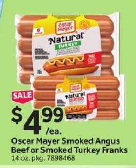 Oscar Mayer Smoked Angus Beef or Smoked Turkey Franks