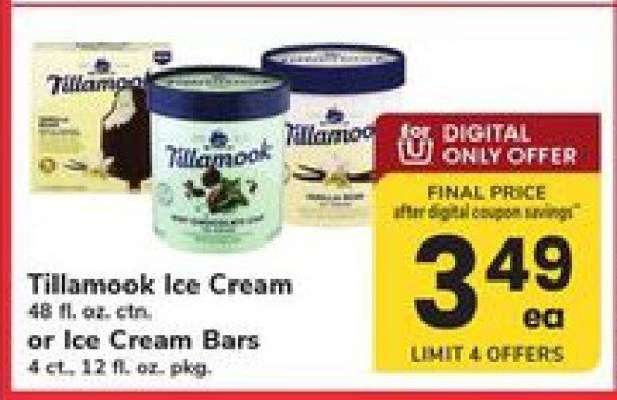 Tillamook Ice Cream or Ice Cream Bars