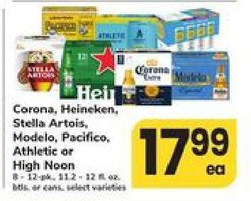Corona, Heineken, Stella Artois, Modelo, Pacifico, Athletic or High Noon