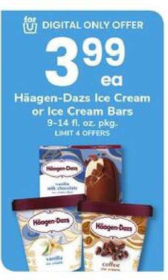 Häagen-Dazs Ice Cream or Ice Cream Bars