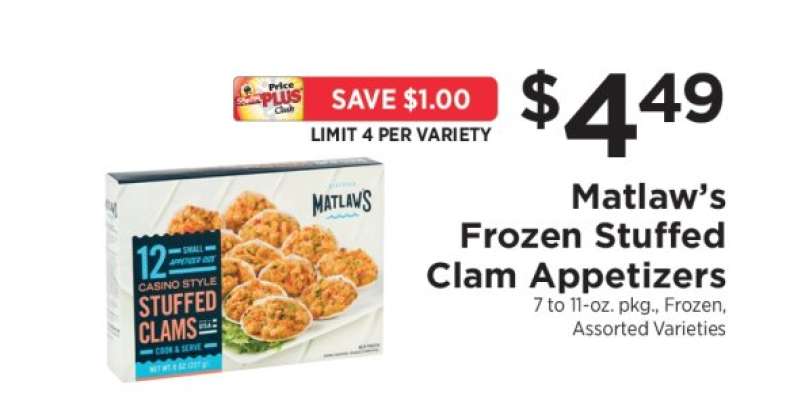 Matlaw's Frozen Stuffed Clam Appetizers