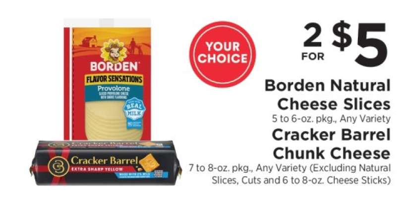 Borden Natural Cheese Slices & Cracker Barrel Chunk Cheese