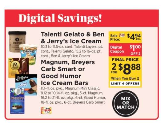 Talenti Gelato & Ben & Jerry’s Ice Cream
