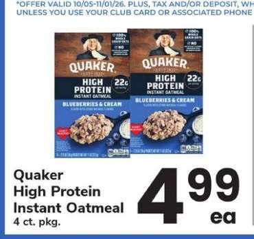 Quaker High Protein Instant Oatmeal