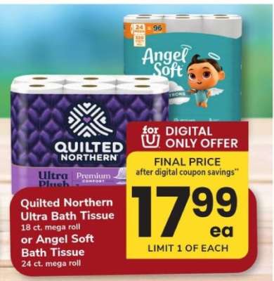 Quilted Northern Ultra Bath Tissue or Angel Soft Bath Tissue