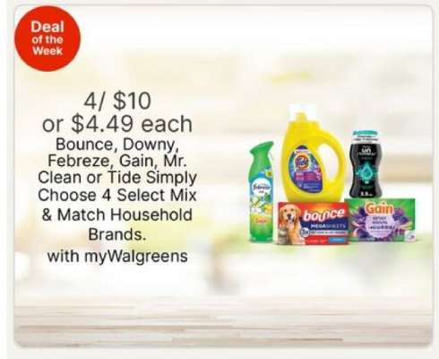 Bounce, Downy, Febreze, Gain, Mr. Clean or Tide Simply