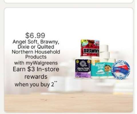 Angel Soft, Brawny, Dixie or Quilted Northern Household Products
