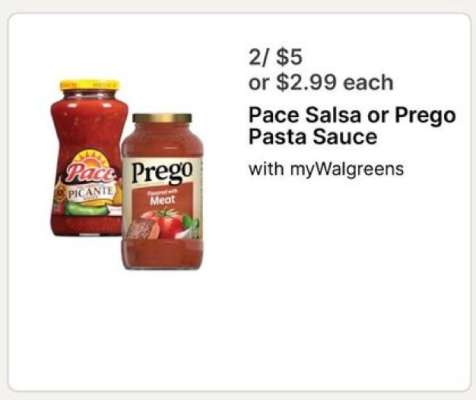 Pace Salsa or Prego Pasta Sauce