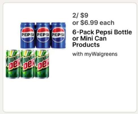 6-Pack Pepsi Bottle or Mini Can Products
