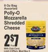 Polly-O Mozzarella Shredded Cheese