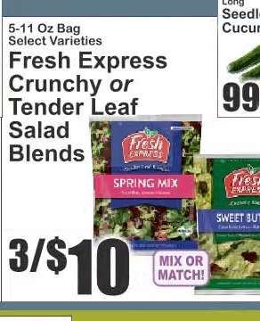 Fresh Express Crunchy or Tender Leaf Salad Blends