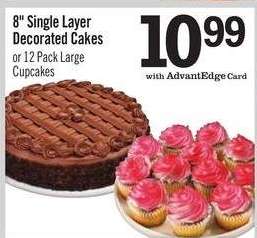 8" Single Layer Decorated Cakes or 12 Pack Large Cupcakes