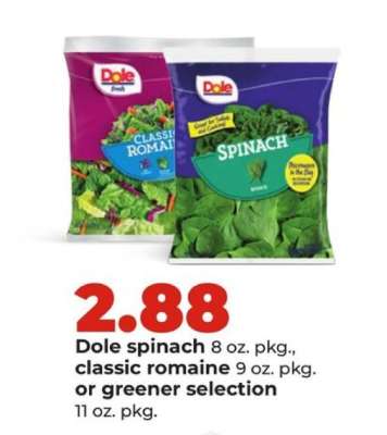 Dole spinach, classic romaine, or greener selection