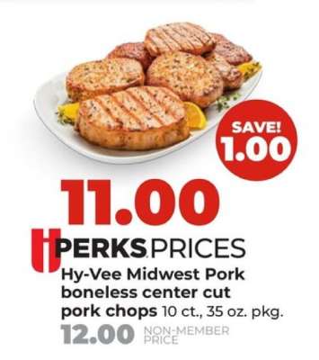 Hy-Vee Midwest pork boneless center cut pork chops