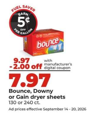 Bounce, Downy or Gain dryer sheets