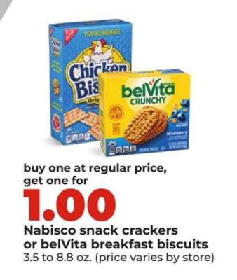 Nabisco Snack Crackers or BelVita Breakfast Biscuits