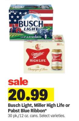 Busch Light, Miller High Life or Pabst Blue Ribbon