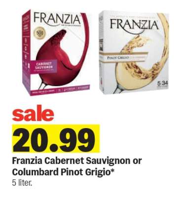 Franzia Cabernet Sauvignon or Columbard Pinot Grigio