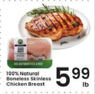 100% Natural Boneless Skinless Chicken Breast