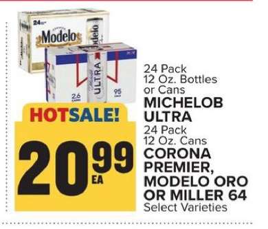 Michelob Ultra, Corona Premier, Modelo Oro or Miller 64