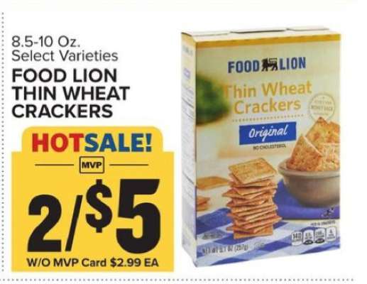 FOOD LION THIN WHEAT CRACKERS