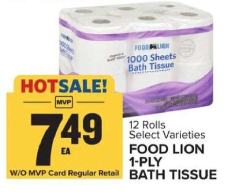 FOOD LION 1-PLY BATH TISSUE
