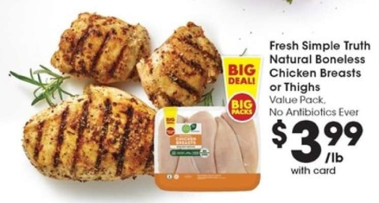 Fresh Simple Truth Natural Boneless Chicken Breasts or Thighs