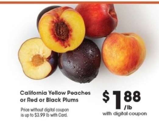 California Yellow Peaches or Red or Black Plums