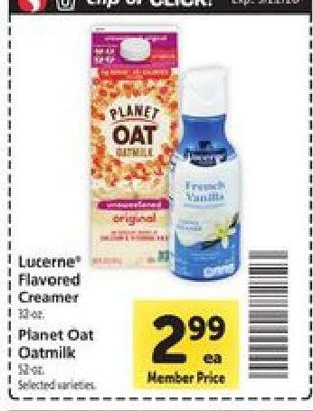 Lucerne Flavored Creamer / Planet Oat Oatmilk