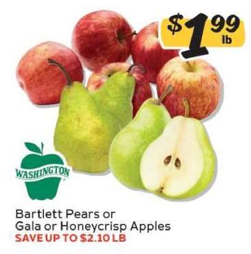 Bartlett Pears or Gala or Honeycrisp Apples