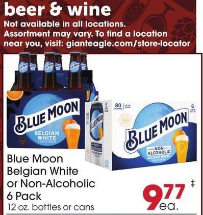 Blue Moon Belgian White or Non-Alcoholic 6 Pack